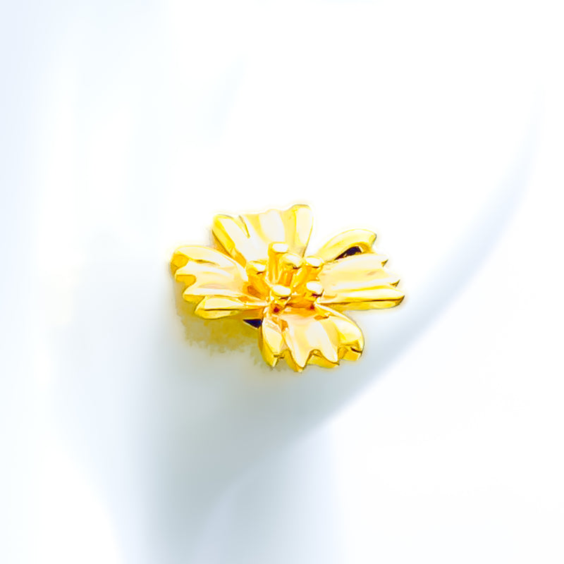 Ethereal Lovely 22k Gold Flower Top Earrings 