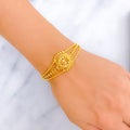 Refined Floral Three Chain 22k Gold Bracelet