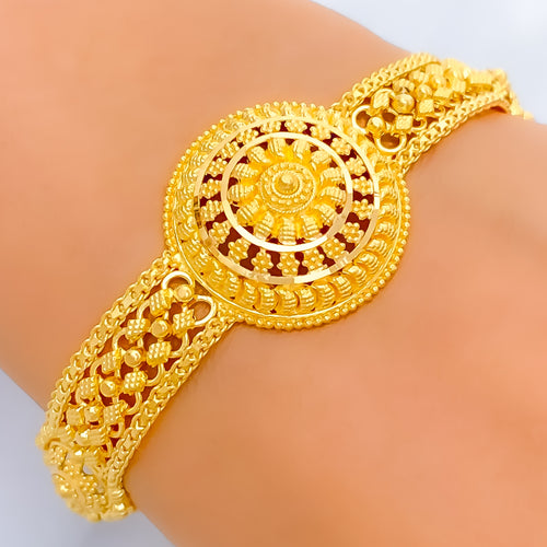Extravagant Floral Dome 22k Gold Bracelet 