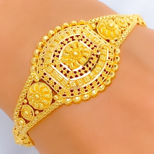 Lavish Decorative Floral 22k Gold Bracelet 