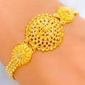 Upscale Floral Beaded 22k Gold Bracelet 