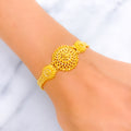 Upscale Floral Beaded 22k Gold Bracelet 