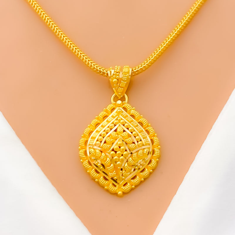 Intricate Beaded 22k Gold Pendant