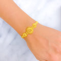 Delightful Beaded Triple Flower 22k Gold Bracelet 