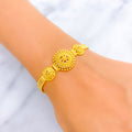 Delightful Beaded Triple Flower 22k Gold Bracelet 