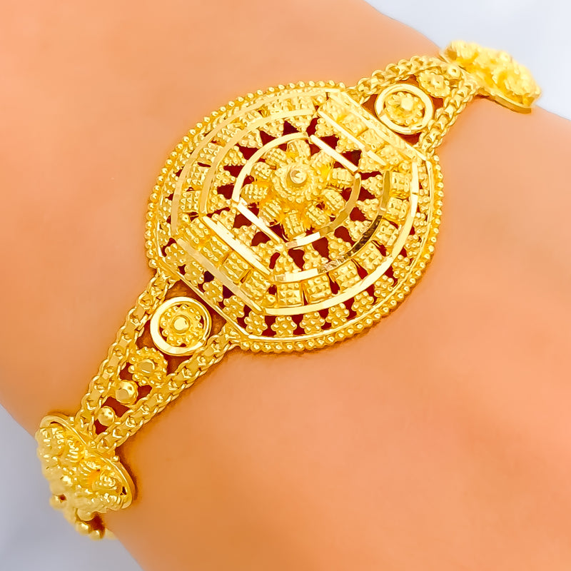 Shimmering Symmetrical 22k Gold Oval Bracelet