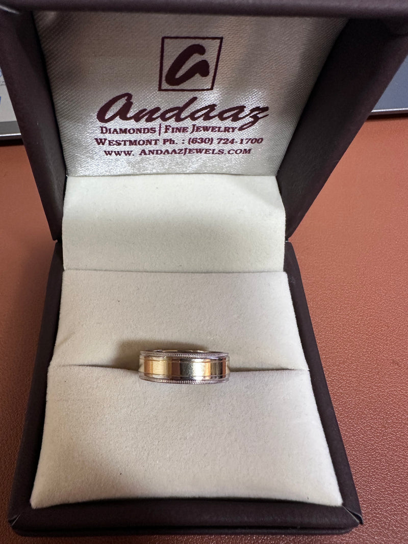 Elegant Two Tone Plain 14k Gold Band