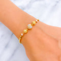 Glistening Checkered 22k Gold Multi-Tone Bangle Bracelet 