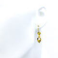 Chic Reflective Leaf 21k Gold Hanging Earrings