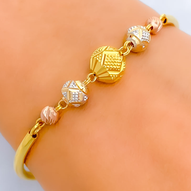 Opulent Trendy 22k Gold Orb Flexi Bangle Bracelet