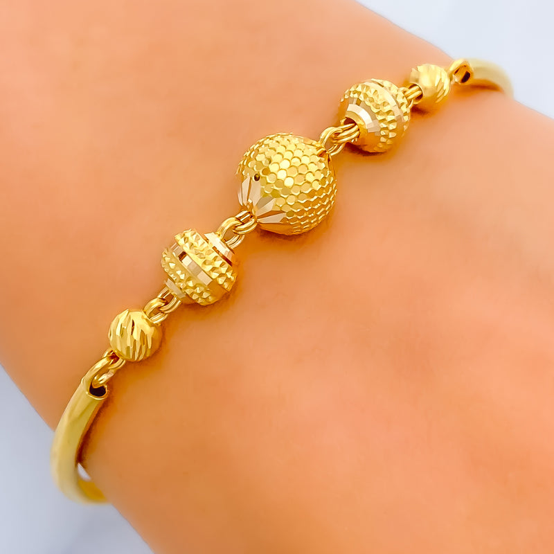 Elegant Palatial 22k Gold Orb Flexi Bangle Bracelet