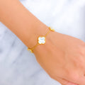 Attractive Mother Of Pearl 21k Gold Clover Bracelet