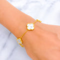Attractive Mother Of Pearl 21k Gold Clover Bracelet