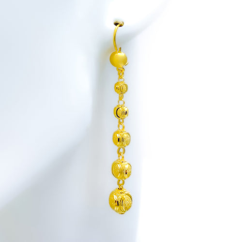 Shiny Graduating Orb 21k Gold Hanging Earrings 