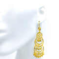 Decorative Triple Crescent 21k Gold Earrings 