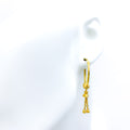 Fancy Hanging Chain 21k Gold Bali Earrings 