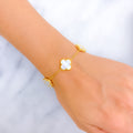 Decorative Mother Of Pearl 21k Gold Clover Bracelet 