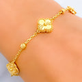 Reflective Sparkling 21k Gold Trio Clover Bracelet 