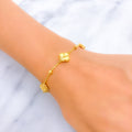 Reflective Sparkling 21k Gold Trio Clover Bracelet 