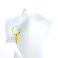 Dressy Dangling Heart 21k Gold Bali Earrings 