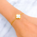 Chic Mother Of Pearl 21k Gold Clover Bracelet 