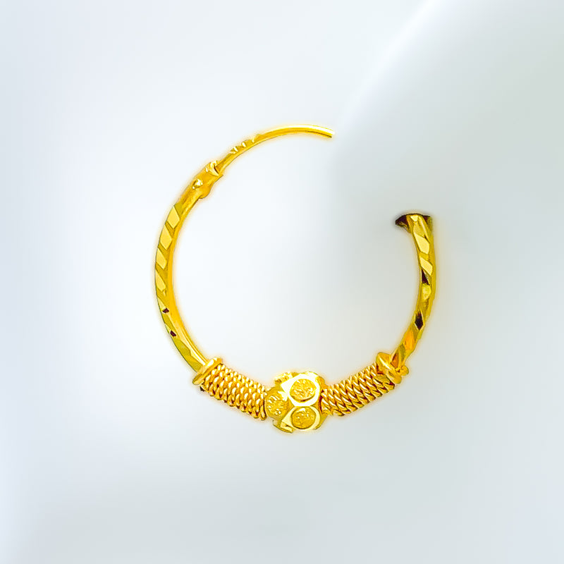 Modern Coiled 21k Gold Bali Earrings 