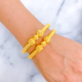 Traditional Radiant Fine Beaded 22k Gold Pipe Bangles