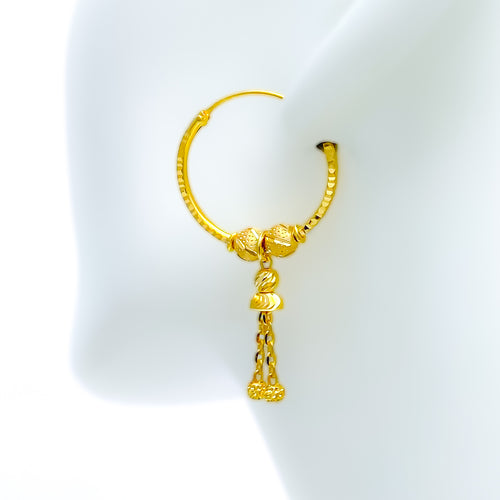 Stunning Striped 21k Gold Bali Earrings 