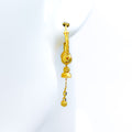 Charming Dangling Flower 21k Gold Bali Earrings 