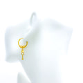 Charming Dangling Flower 21k Gold Bali Earrings 