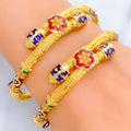 Vibrant Festive Meenakari 22k Gold Pipe Bangles 