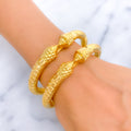 Special Lightweight Embossed 22k Gold Pipe Bangles 