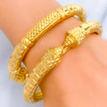 Special Lightweight Embossed 22k Gold Pipe Bangles 