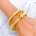 Special Lightweight Embossed 22k Gold Pipe Bangles 