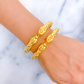 Decorative Elephant Faced 22k Gold Pipe Bangles 