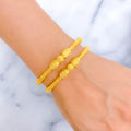 Subtle Everyday Striped 22k Gold Pipe Bangles 