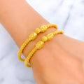 Subtle Everyday Striped 22k Gold Pipe Bangles 