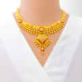 Traditional Vibrant Decorative 22k Gold Necklace Set 