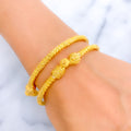 Distinct Ball & Barrel 22k Gold Pipe Bangles 