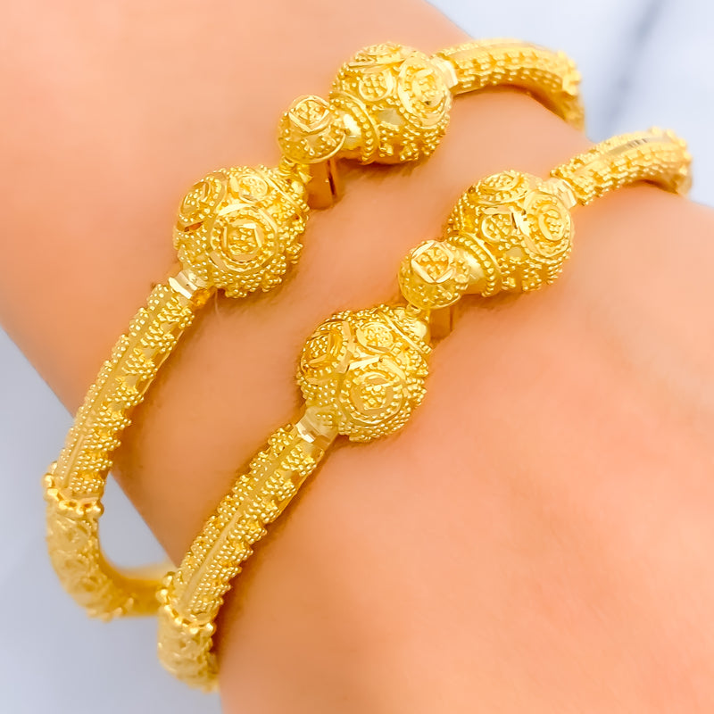 Gorgeous Domed 22k Gold Pipe Bangles