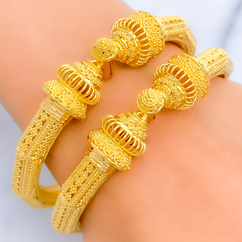Unique Extravagant 22k Gold Pipe Bangles 