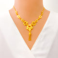 Reflective Floral 22k Gold Necklace Set 