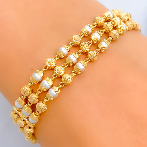 Magnificent Triple Layered 22k Gold Pearl Bracelet