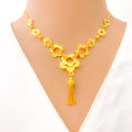 Reflective Floral 22k Gold Necklace Set 