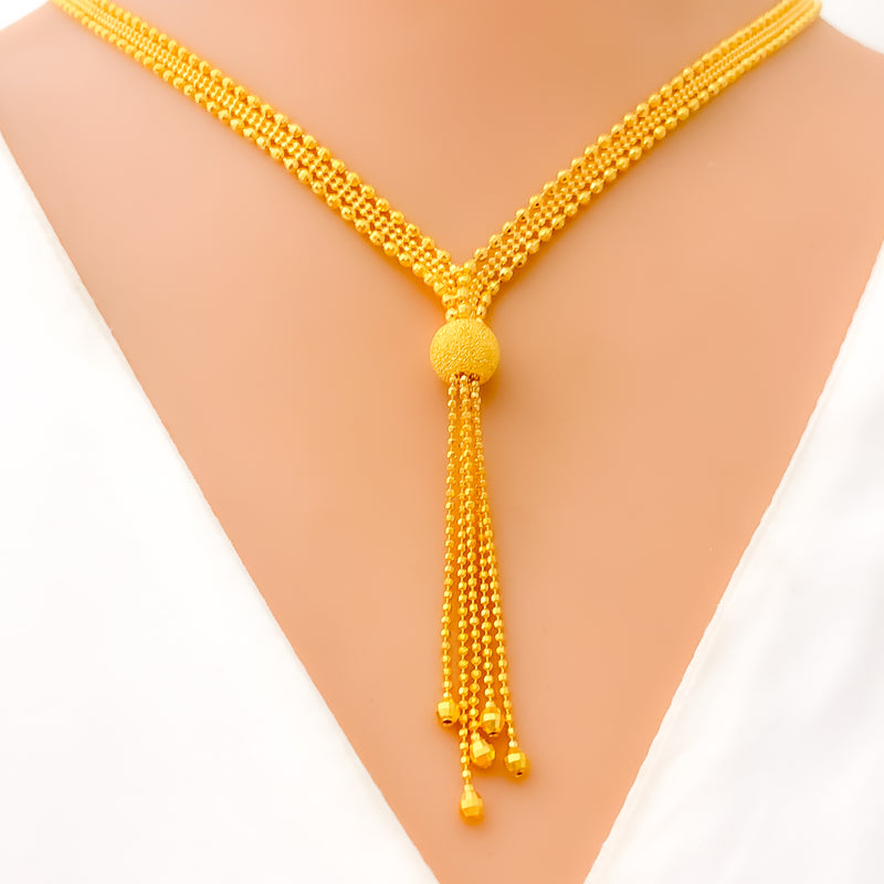 Everlasting V Shaped 22k Gold Necklace Set 