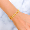 Dotted Dual Lined 22k Gold Pearl Bracelet 
