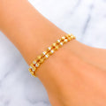 Dotted Dual Lined 22k Gold Pearl Bracelet 