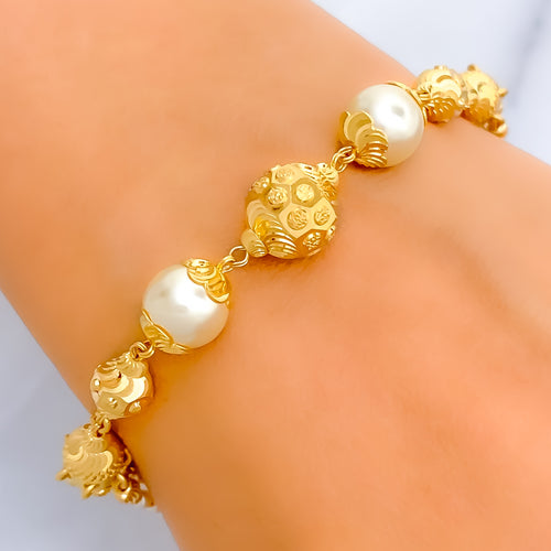 Bold Iconic 22k Gold Pearl Bracelet 