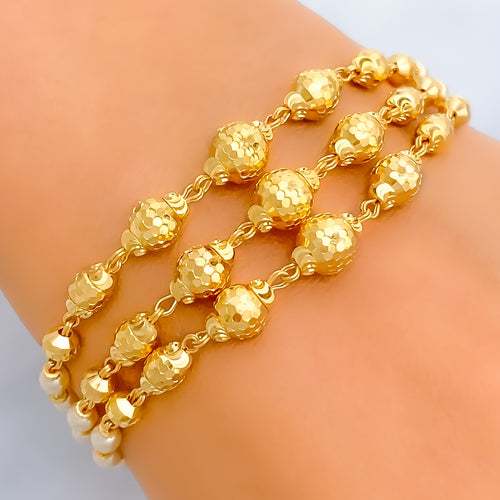 Shimmery Disco Orb 22k Gold Pearl Bracelet 