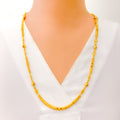 Beautiful Etched 22k Gold Long Necklace 